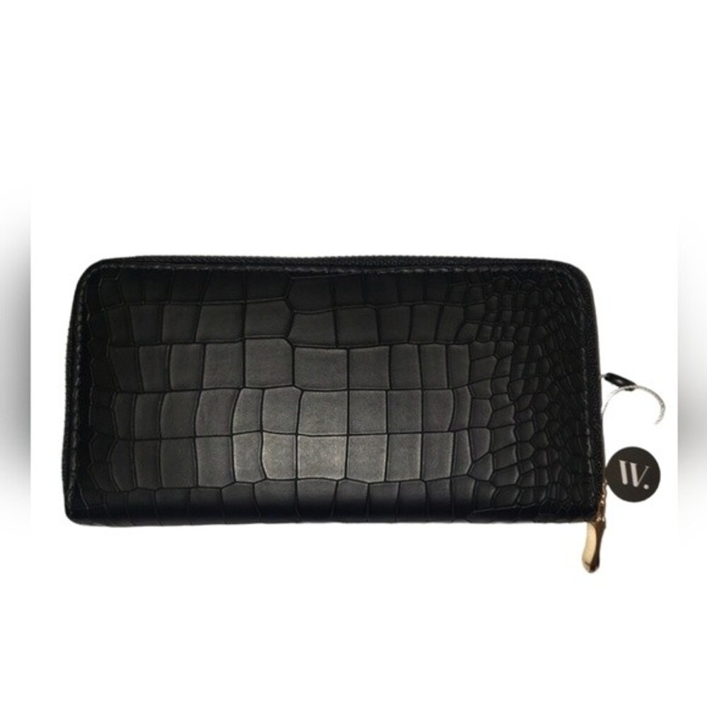 Alyssa Black Croc Print Wallet